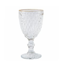 Taça de Água Bico de Abacaxi com Filete Dourado Lyor - 325ml