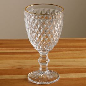 Taça de Água Bico de Abacaxi com Filete Dourado Lyor - 325ml