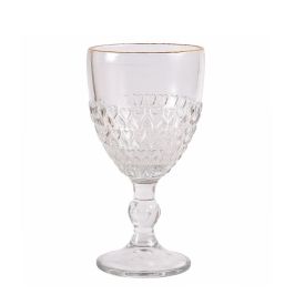 Taça de Água Coração com Filete Dourado Lyor - 320ml