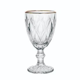 Taça De Vidro Com Borda Dourada Diamante Clear 300Ml - Multipresentes