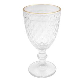 Taça Para Água Vidro Filete Dourado Havan Casa 320Ml - Transparente