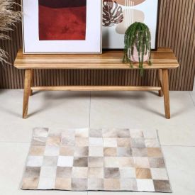 Tapete Texas 100% Couro Quarto E Sala 60X90 Cm Havan Casa - Bege e Branco