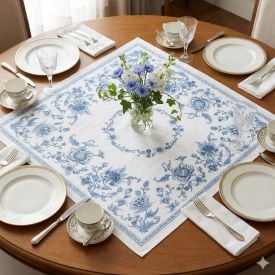 Toalha Centro de Mesa 78X78 cm Clean Döhler - Chintz Azul Novo