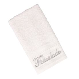 Toalha de Lavabo Bordada Desejos Havan Casa - Off White Felicidade