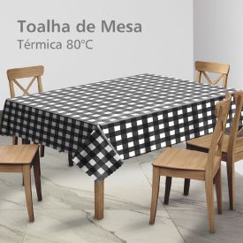 Toalha De Mesa 1,38X3,00 M Térmica Até 80° Salehtex - Xadrez Preto