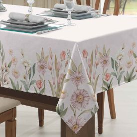 Toalha De Mesa 1,40 X 1,40M Clean Renova Döhler - Flores Salmão
