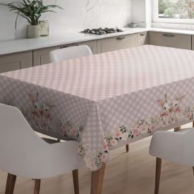 Toalha de Mesa Páscoa Estampada 1,40X1,40 m Havan Casa - Coelho Laço Rosa