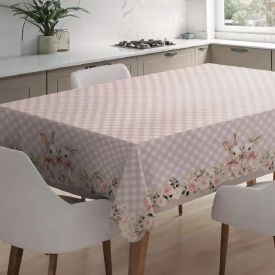 Toalha de Mesa Páscoa Estampada 1,40 X 2,10M Havan Casa - Coelho Laço Rosa