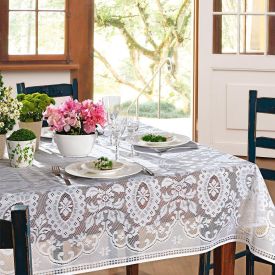 Toalha De Mesa 1,40X 2,00M Renda Venezuela Lepper - Branco