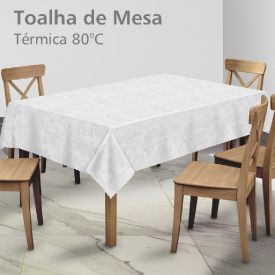 Toalha De Mesa Térmica 1,38X1,38 M Salehtex - Branca Jacquard