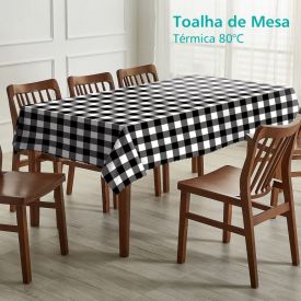 Toalha De Mesa Térmica 1,38X2,10 M Salehtex - Xadrez Preto