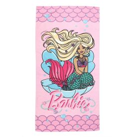 Toalha de Praia Aveludada Infantil Barbie Lepper - Rosa
