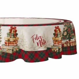 Toalha Mesa Natal Encantado Redonda 1,50M - Noel Xadrez