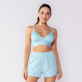 Top Feminino Esportivo Sem Costura Scream Azul Acqua