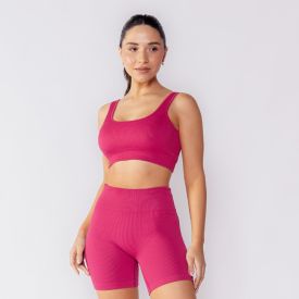 Top Feminino Fitness Sem Costura Scream Rosa Drama