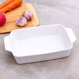 Travessa Retangular Cerâmica Portuguesa Havan Casa 1,5 Litros - Branco