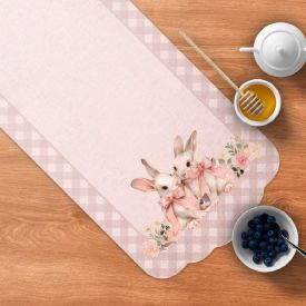 Trilho de Mesa Páscoa 40Cm X 1,20M Havan Casa - Coelho Laço Rosa
