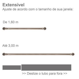 Varão Extensivo 1,60 À 3,00 m Esfera Evolux - Ouro Velho