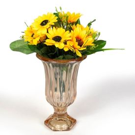 Vaso Com Pé Vidro Renaissance Lyor Metalizado - Ambar