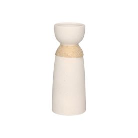 Vaso De Cerâmica Mikonos Sisal Hauskraft 20,5 Cm - Branco