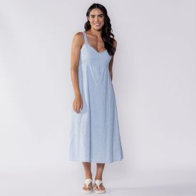Vestido Feminino Midi De Laise Patricia Foster Soft Blue