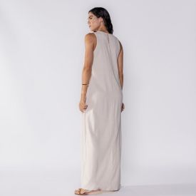 Vestido Longo Regata De Linho Patricia Foster Natural