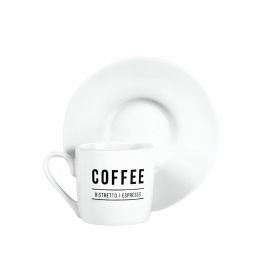 Xícara Com Pires Porcelana Manhattan Hauskraft 80 Ml - Branco