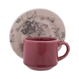 Xícara De Chá Com Pires Donna Clara 180Ml - Flores