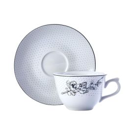 Xícara de Chá com Pires Porcelana Jasmine Havan Casa - 220Ml