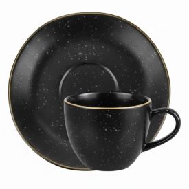 Xícara de Chá com Pires Ryo Volcano Oxford 220Ml - Preto