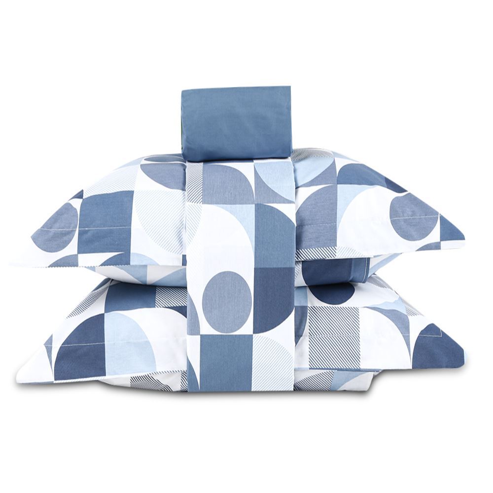 Jogo de Cama Queen Percal Buona Fortuna 4 pçs - Lorenzo Azul 