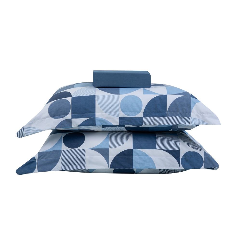 Jogo de Cama Queen Percal Buona Fortuna 3 pçs - Lorenzo Azul