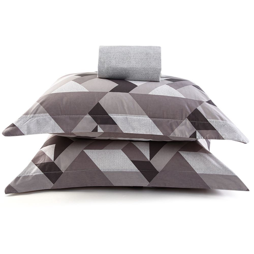 Jogo de Cama Queen Percal Buona Fortuna 3 pçs - Textura Heitor Chumbo