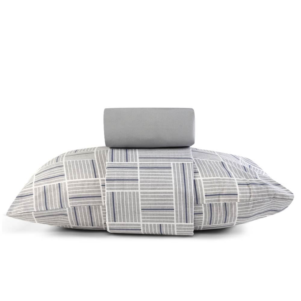 Jogo de Cama Solteiro Micropercal Havan Casa 3 pçs - Detroit Geo Cinza