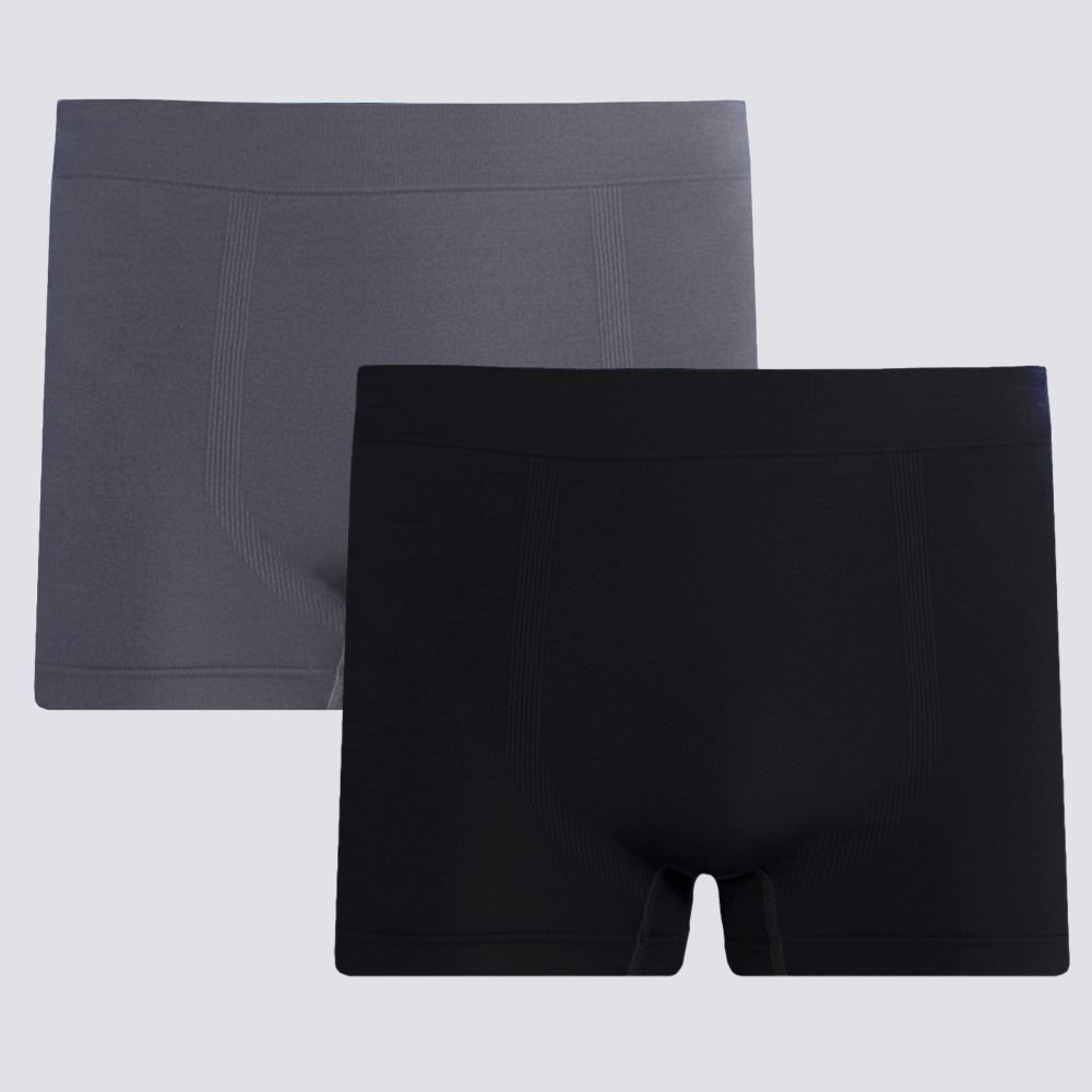 Kit 2 Cuecas Boxer Sem Costura em Poliamida Marc Alain Preto/Chumbo