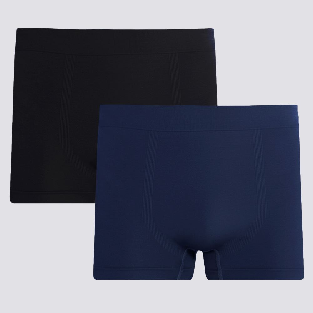 Kit 2 Cuecas Boxer Sem Costura em Poliamida Marc Alain Pto/Marinho