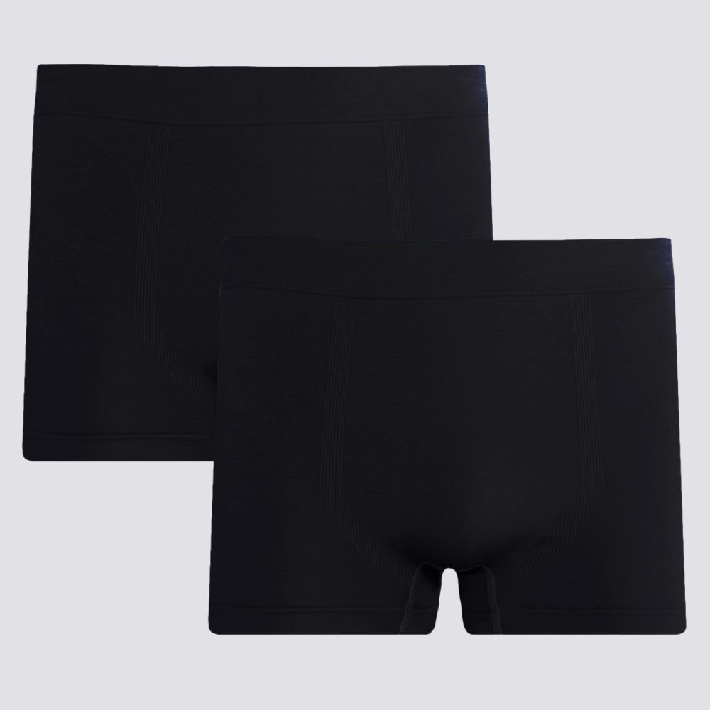 Kit 2 Cuecas Boxer Sem Costura em Poliamida Marc Alain Preto/Preto