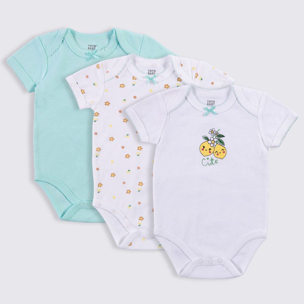 Kit Body Bebê 3 Peças Yoyo Baby Menta Limao
