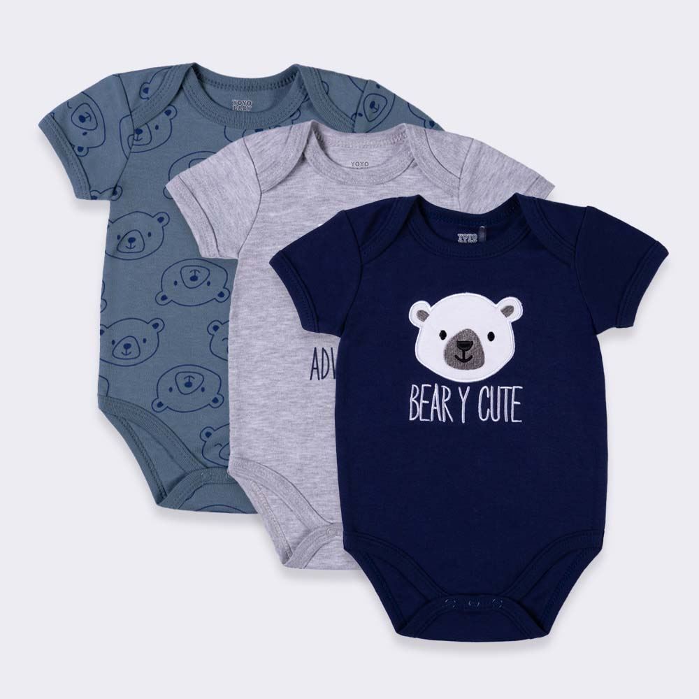 Kit Body Bebê 3 Peças Yoyo Baby Navy Ursinho