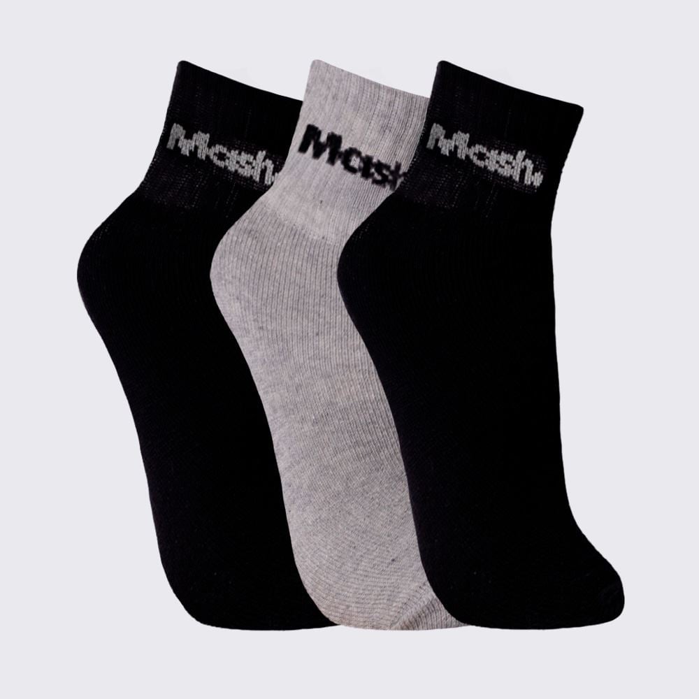 Kit Meia Feminina Cano Curto Esportiva com 3 Pares Mash - Pt/Cz/Pt 34/38