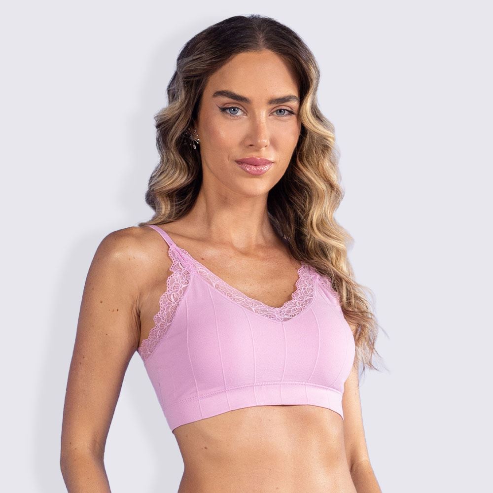 Sutiã Top Sem Costura Com Renda Camila Moretti Rosa 14-3209