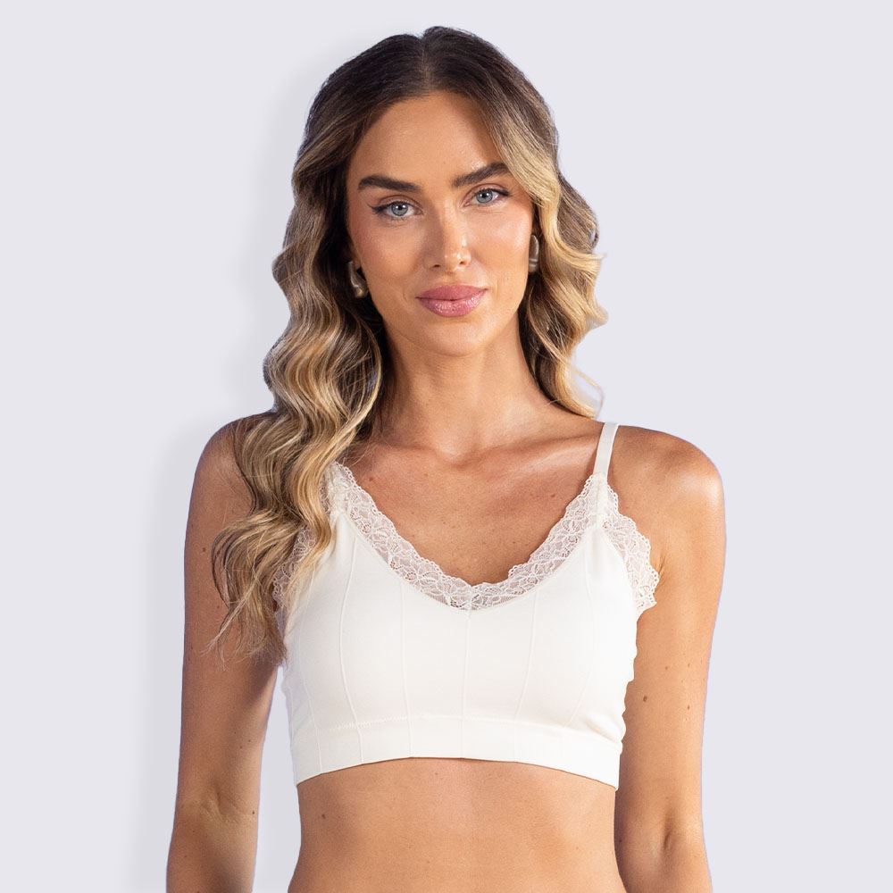 Sutiã Top Sem Costura Com Renda Camila Moretti Branco